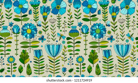 Floral meadow, seamless pattern for your design