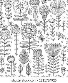 Floral meadow, seamless pattern for your design