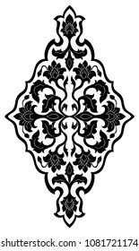 Floral medallion for design. Template for carpet, wallpaper, textile and any surface. Vector black ornament on a white background.