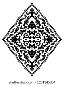 Floral medallion for design. Template for carpet, wallpaper, textile and any surface. Vector black ornament on a white background.