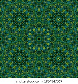 Floral medallion vector seamless pattern. Oriental motifs textile print. Middle east traditional seamless ornament. Ornate medallion scrapbook graphic design. Rug pattern ethnic ornament.