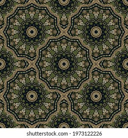 Floral medallion vector seamless pattern. Oriental motifs fabric print. Islamic traditional seamless ornament. Bohemian medallion embroidery graphic design. Tribal pattern ethnic ornament.