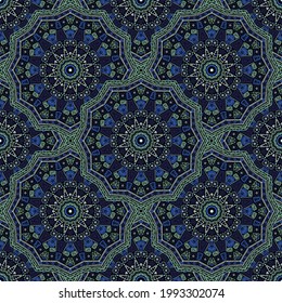 Floral medallion vector seamless pattern. Ethnic motifs tile print. Marrakesh traditional seamless ornament. Colorful medallion tile print graphic design. Shawl pattern ethnic ornament.