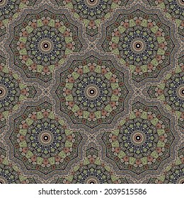 Patrón sin fisuras del vector del medallón floral. Impresión de tela de motivos orientales. Ornamento tradicional coreano sin costura. Diseño gráfico de papel pintado de medallón decorativo. Patrón étnico de alfombras.