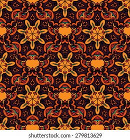 Floral medallion vector seamless pattern. Flourish ornament design