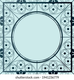 Floral Medieval Pattern Background Template Circle Blue Hues