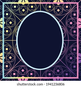 Floral Medieval Pattern Background Template Oval Purple Pastels