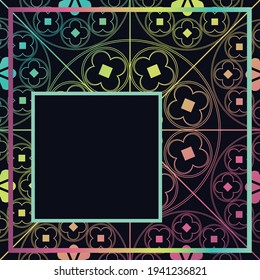 Planilla de fondo de patrón medieval floral cuarto de arcoiris oscuro