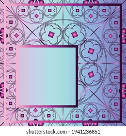 Floral Medieval Pattern Background Template Quarter Neon Purples