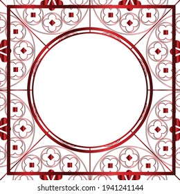 Floral Medieval Pattern Background Template Circle Metallic Red