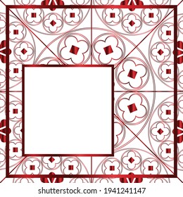 Floral Medieval Pattern Background Template Quarter Metallic Red