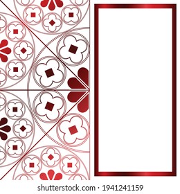 Floral Medieval Pattern Background Template Rectangle Metallic Red