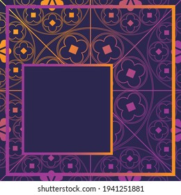 Plantilla de fondo de patrón medieval floral Trimestre morado brillante