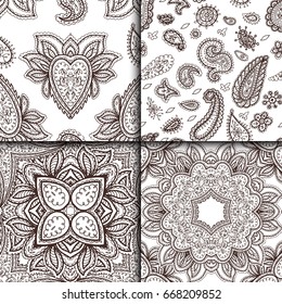 Floral mehendi pattern ornament vector illustration hand drawn henna mhendi pattern india tribal paisley background