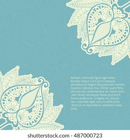 Floral mehendi style background.  Template for invitation or greeting card with   flower henna style. 