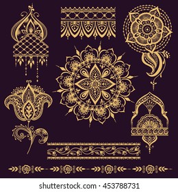 Floral mehendy pattern with paisley ornament