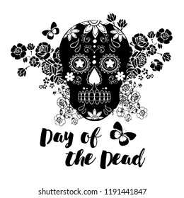 Floral Mexican Sugar Skull, Vector Illustration for Day of the Dead Celebration Festival