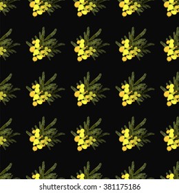 Floral  mimosa retro vintage background, vector illustration