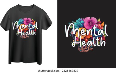 Floral mind mental health t-shirt design 