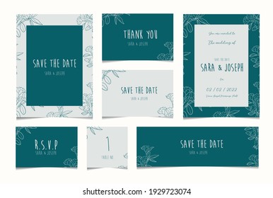 Floral Minimal Wedding Invitation Card Pack