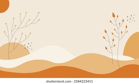 Floral Minimalism background in Bohemian Style. vector illustration of an autumn landscape.