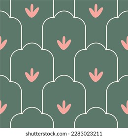 Floral minimalist line stylish modern oriental motif repetition seamless pattern illustration