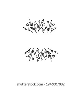 Floral minimalistic icon, vector graphics. Hand drawn branches with leaves. For branding and business identity, social media clipart. Simple illustration, isolated object.