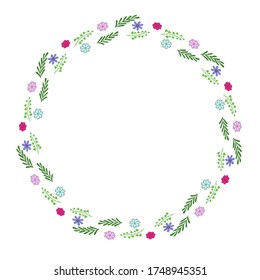 floral minimalistic wreath of individual elements