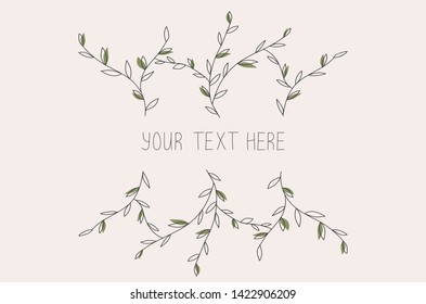 Floral mock-up with bunch of leafy twigs for invitations and wedding cards. 