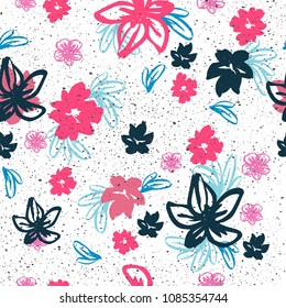 Floral Modern Pattern , Hand Painted Seamless Print for Fashion