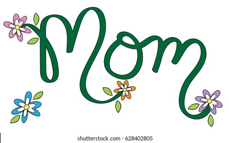 Floral Mom Lettering