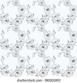 Floral monochrome seamless pattern