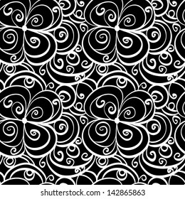 Floral monochrome seamless  pattern - vector