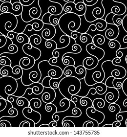 Floral monochrome seamless  pattern - vector