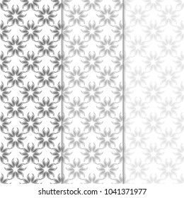 Floral monochrome seamless patterns. Backgrounds with fower elements for wallpapers.