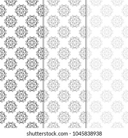 Floral monochrome seamless patterns. Backgrounds with fower elements for wallpapers.