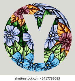 floral monogram alphabet illustration. vector design