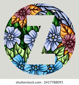 floral monogram alphabet illustration. vector design