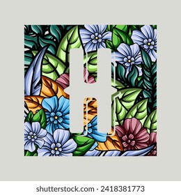 floral monogram alphabet illustration. vector design