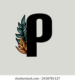 floral monogram alphabet illustration. vector design