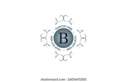 Floral monogram for cards, invitations, menus, labels with the letter B in the center. Graphic design of pages, business sign, boutiques, cafes, hotels. Classic design elements for wedding invitations