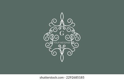 Floral monogram with initial letter G and space for text. A classic decorative element.