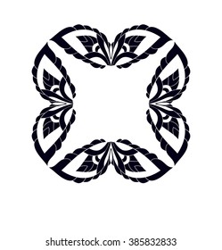 Floral monogram isolated .Vector illustration hand drawn. Abstract frame , logo template.