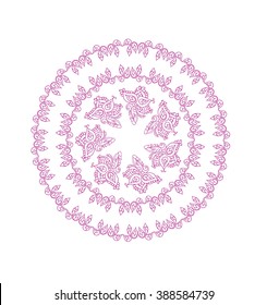 Floral monogram isolated .Vector illustration hand drawn. Abstract frame , logo template. Line art.