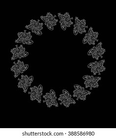 Floral monogram isolated .Vector illustration hand drawn. Abstract frame , logo template. Line art.