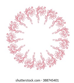 Floral monogram isolated .Vector illustration hand drawn. Abstract frame , logo template. Line art.