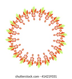 Floral monogram isolated .Vector illustration hand drawn. Abstract frame , logo template. Line art.