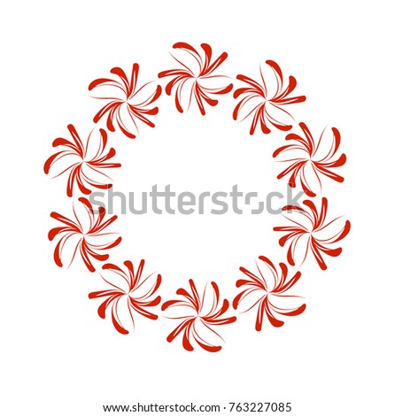 Floral monogram isolated .Vector illustration hand drawn. Abstract frame , logo template. Line art.