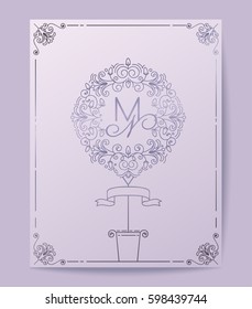 Floral Monogram : Leaflet Template Design : Vector Illustration