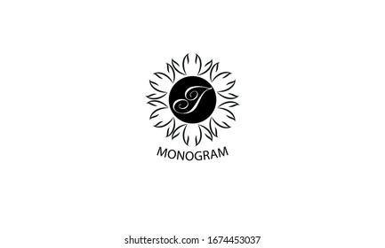 Monograma floral con letra I. Exquisito logo de negocios, restaurante, realeza, boutique, café, plantilla de logo del hotel.